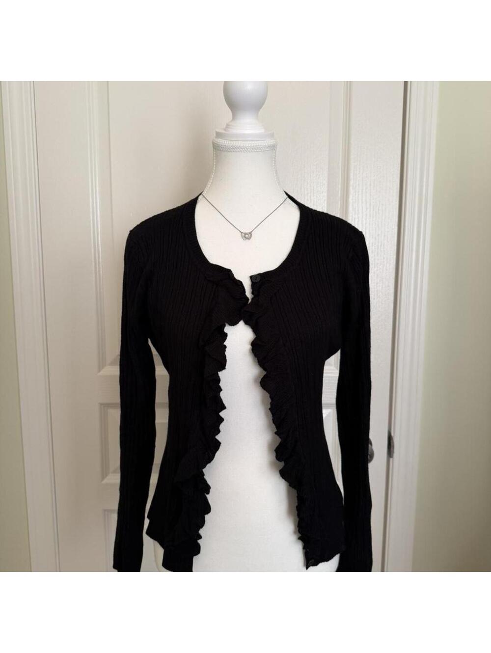 VEX COLLECTION Black ruffle cardigan